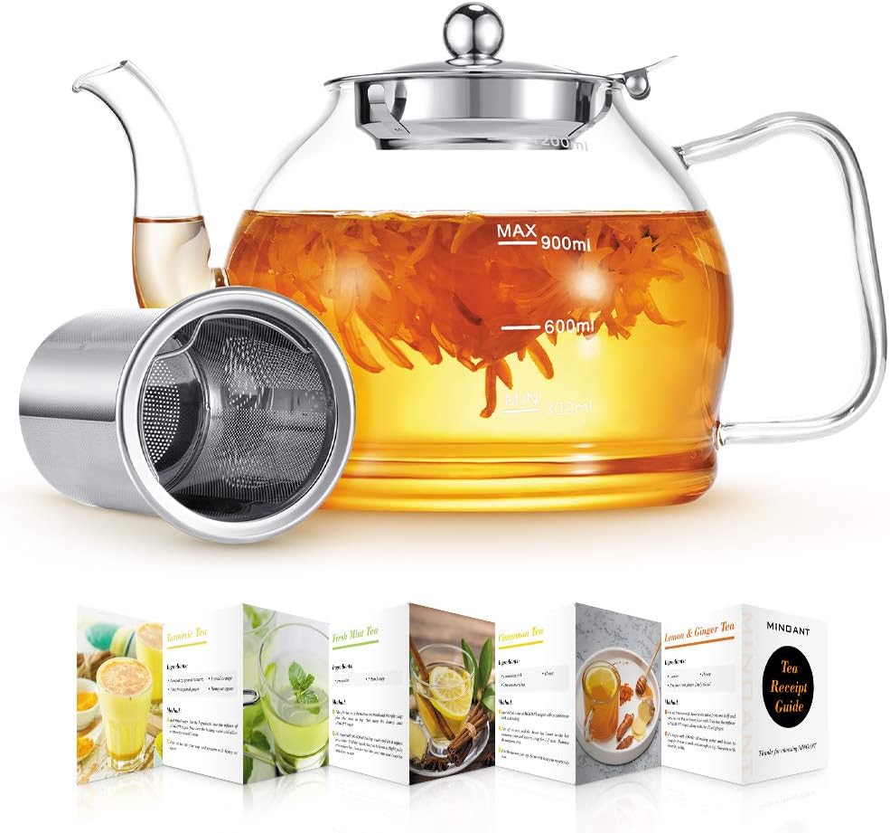 1800ml Glass Teapot w/ Infuser - Stovetop Safe & Hand Crafted
