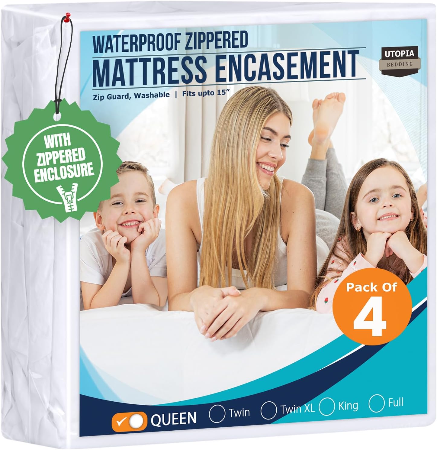 Waterproof Mattress Protector Queen & Twin XL - Zippered Encasement