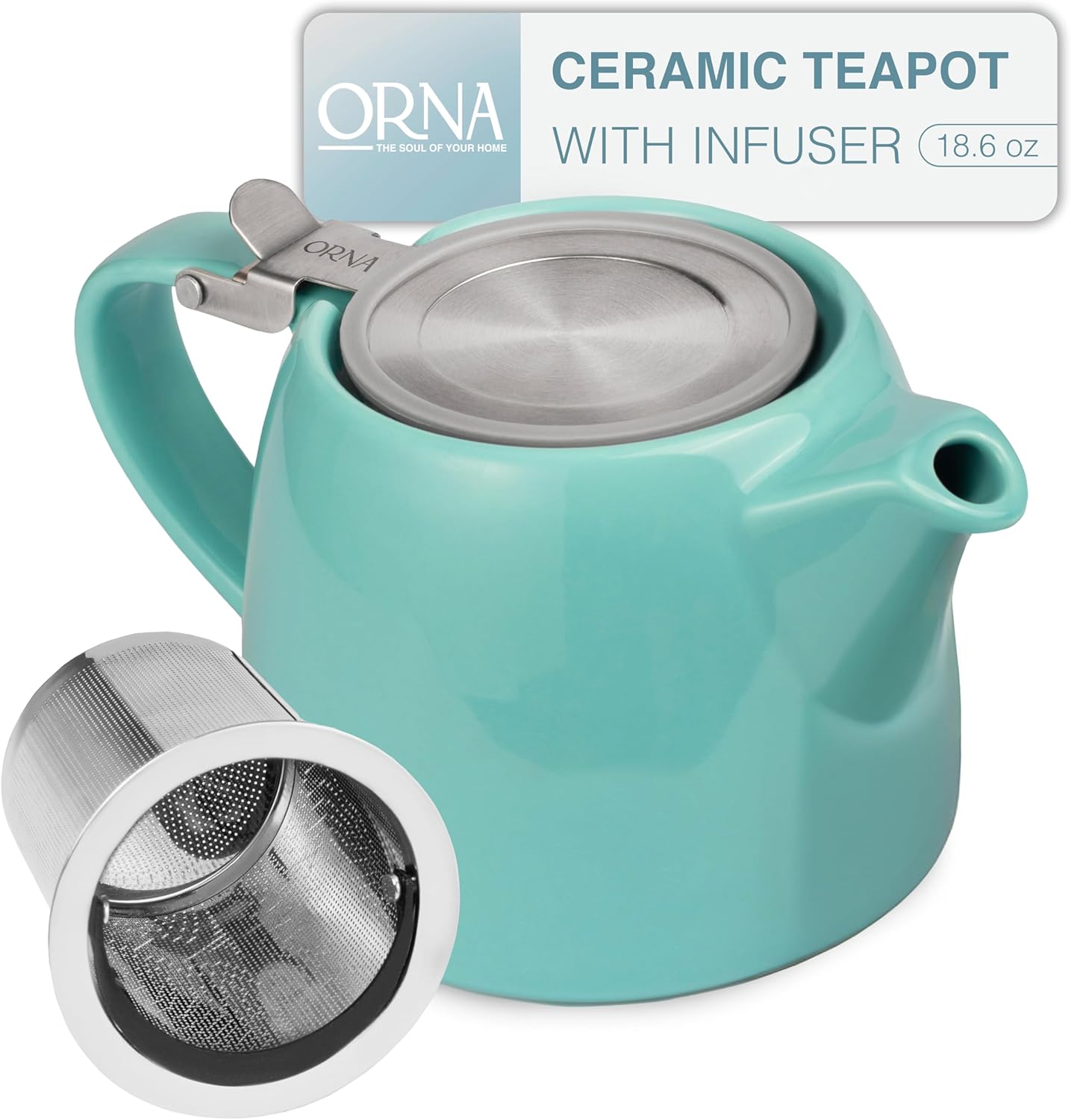 Ceramic Teapot with Infuser - 550ml Loose Leaf Tea Pot