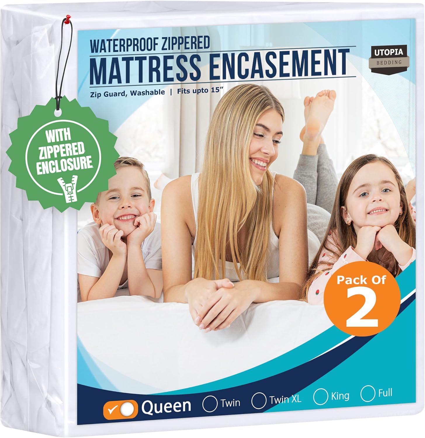 Waterproof Mattress Protector Queen & Twin XL - Zippered Encasement