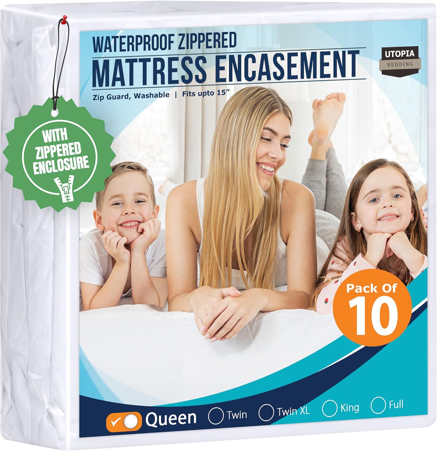 Waterproof Mattress Protector Queen & Twin XL - Zippered Encasement