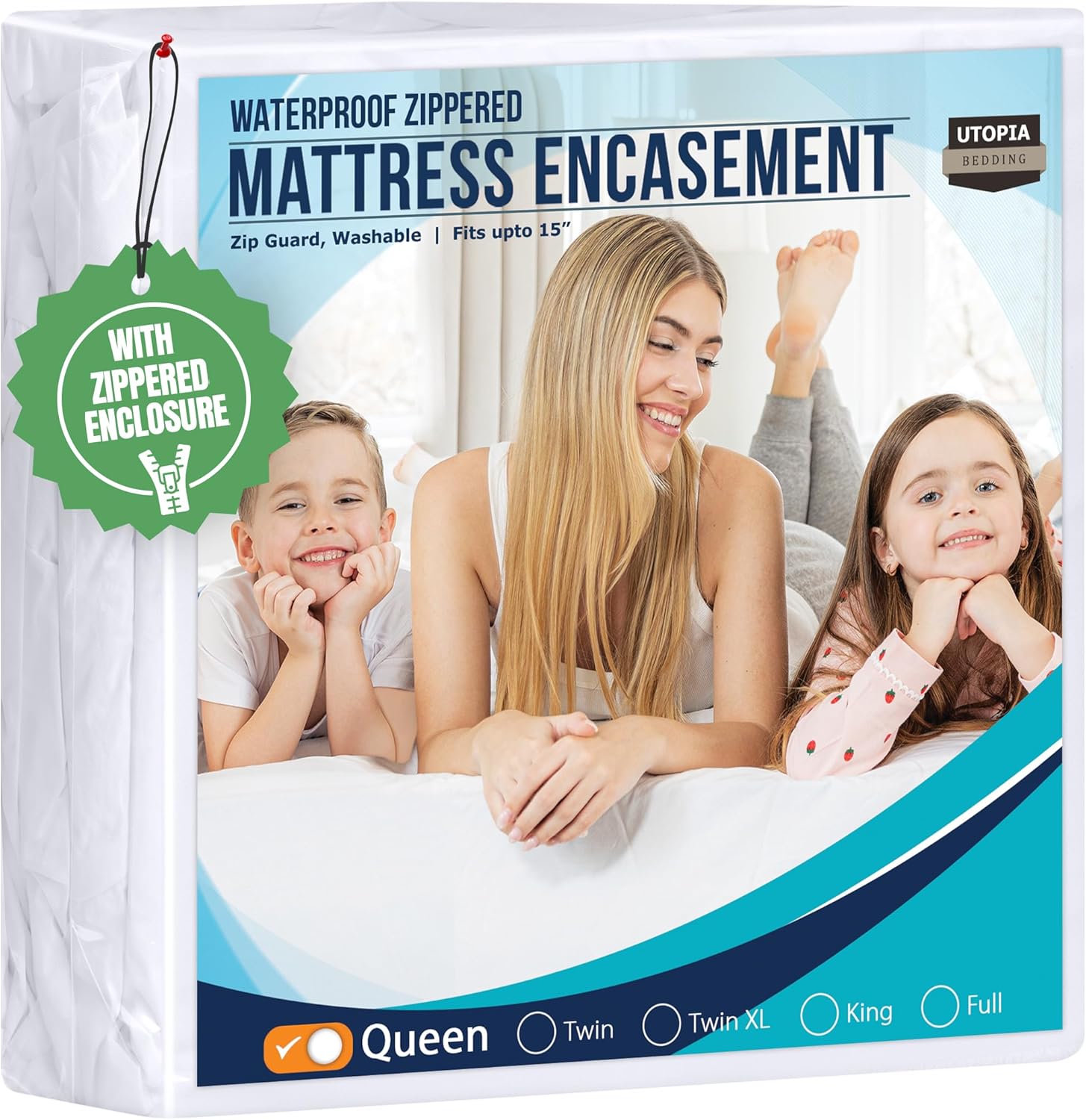 Waterproof Mattress Protector Queen & Twin XL - Zippered Encasement